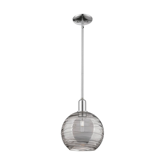 Innovations Athens Deco Swirl 10in 1-Light Mini Pendant | Industrial Polished Chrome and Light Smoke Glass | Kitchen Island & | Model 716-1S-PC-G1213-10SM