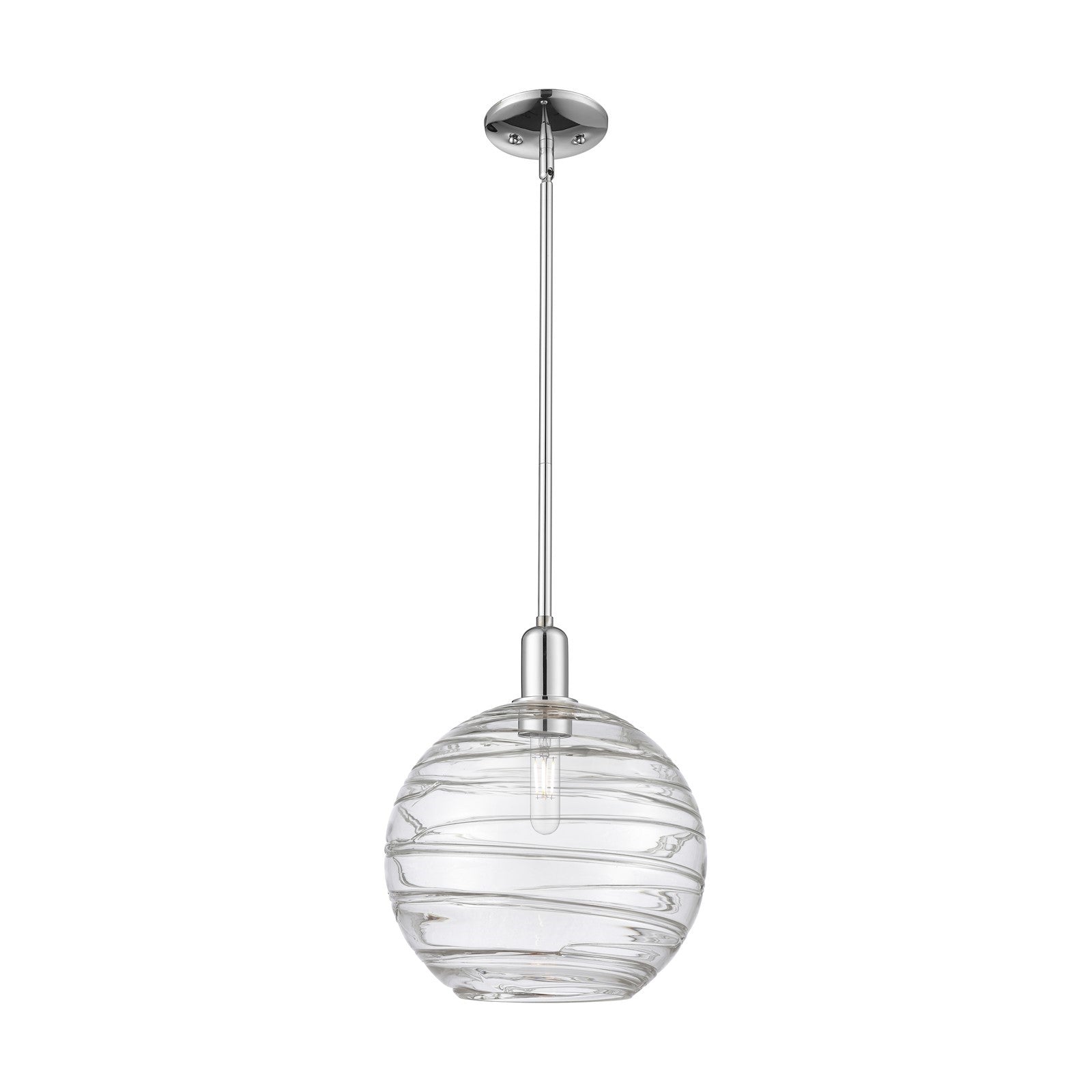 Innovations Athens Deco Swirl 12in 1-Light Mini Pendant | Industrial Polished Chrome Steel and Clear Glass | Kitchen Island & | Model 716-1S-PC-G1213-12CL