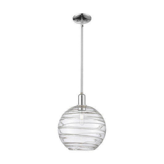 Innovations Athens Deco Swirl 12in 1-Light Mini Pendant | Industrial Polished Chrome Steel and Clear Glass | Kitchen Island & | Model 716-1S-PC-G1213-12CL