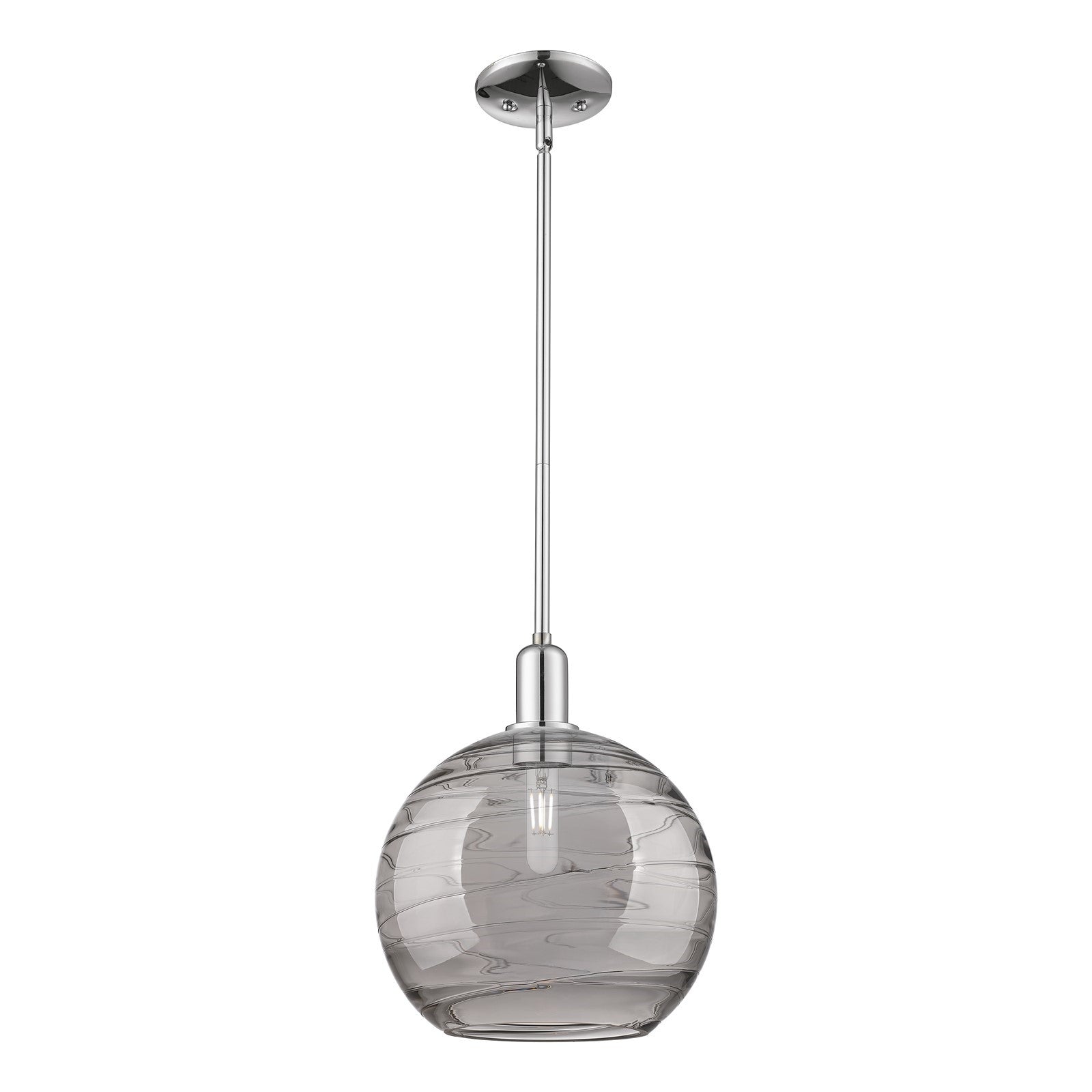 Innovations Athens Deco Swirl 12in 1-Light Mini Pendant | Industrial Polished Chrome and Light Smoke Glass | Kitchen Island & | Model 716-1S-PC-G1213-12SM