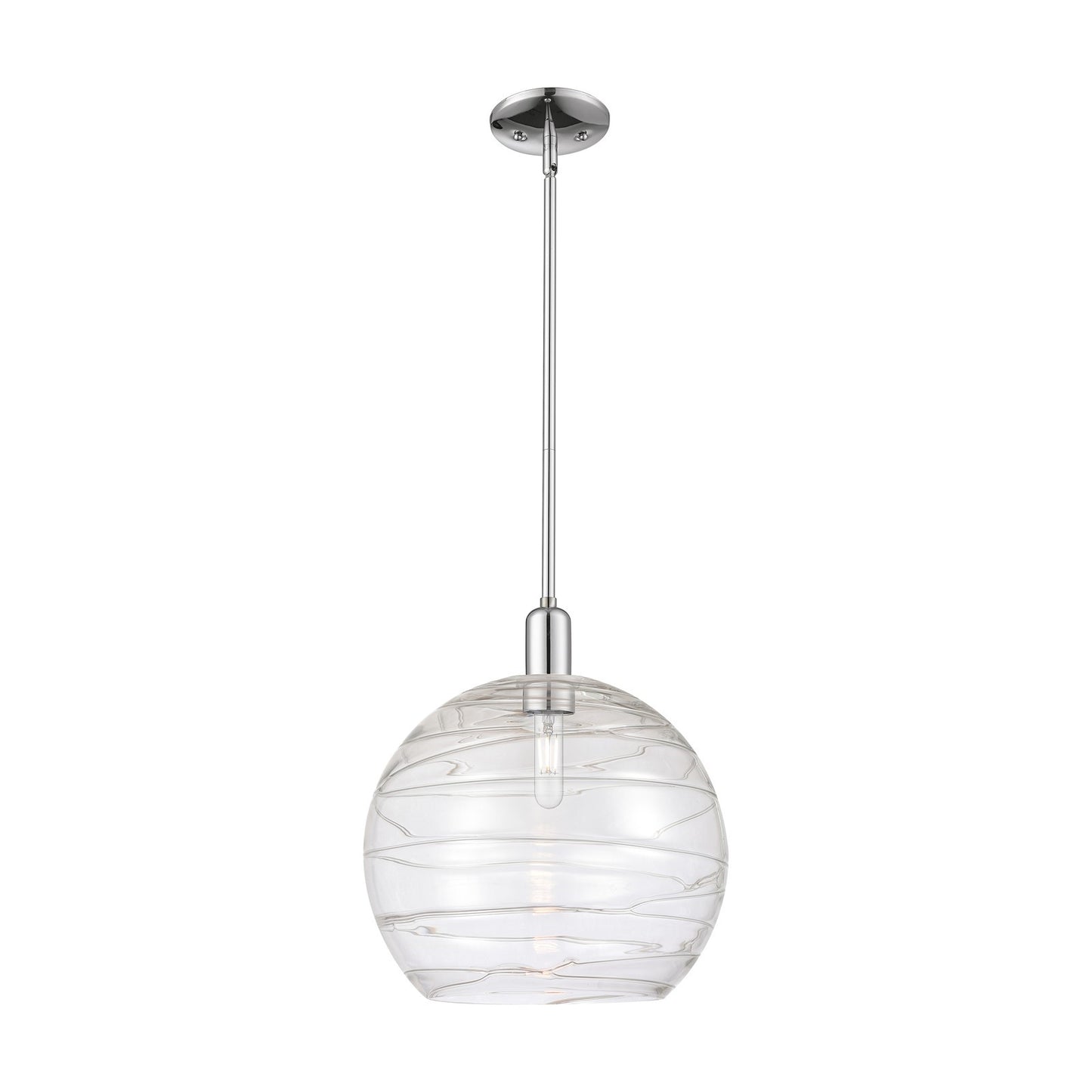 Innovations Athens Deco Swirl 14in 1-Light Mini Pendant | Industrial Polished Chrome and Clear Deco Swirl Glass | Kitchen | Model 716-1S-PC-G1213-14CL