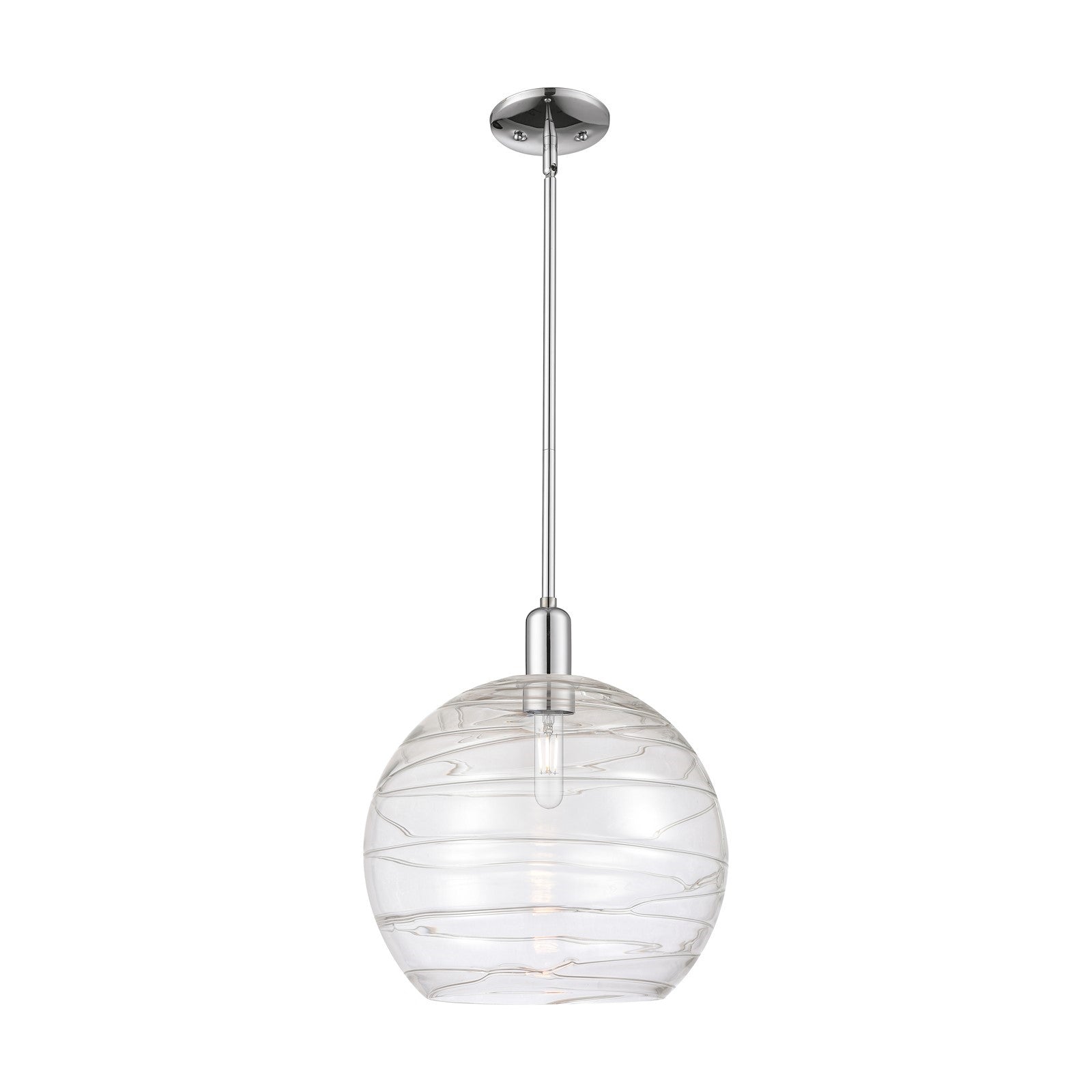 Innovations Athens Deco Swirl 14in 1-Light Mini Pendant | Industrial Polished Chrome and Clear Deco Swirl Glass | Kitchen | Model 716-1S-PC-G1213-14CL