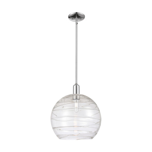 Innovations Athens Deco Swirl 14in 1-Light Mini Pendant | Industrial Polished Chrome and Clear Deco Swirl Glass | Kitchen | Model 716-1S-PC-G1213-14CL