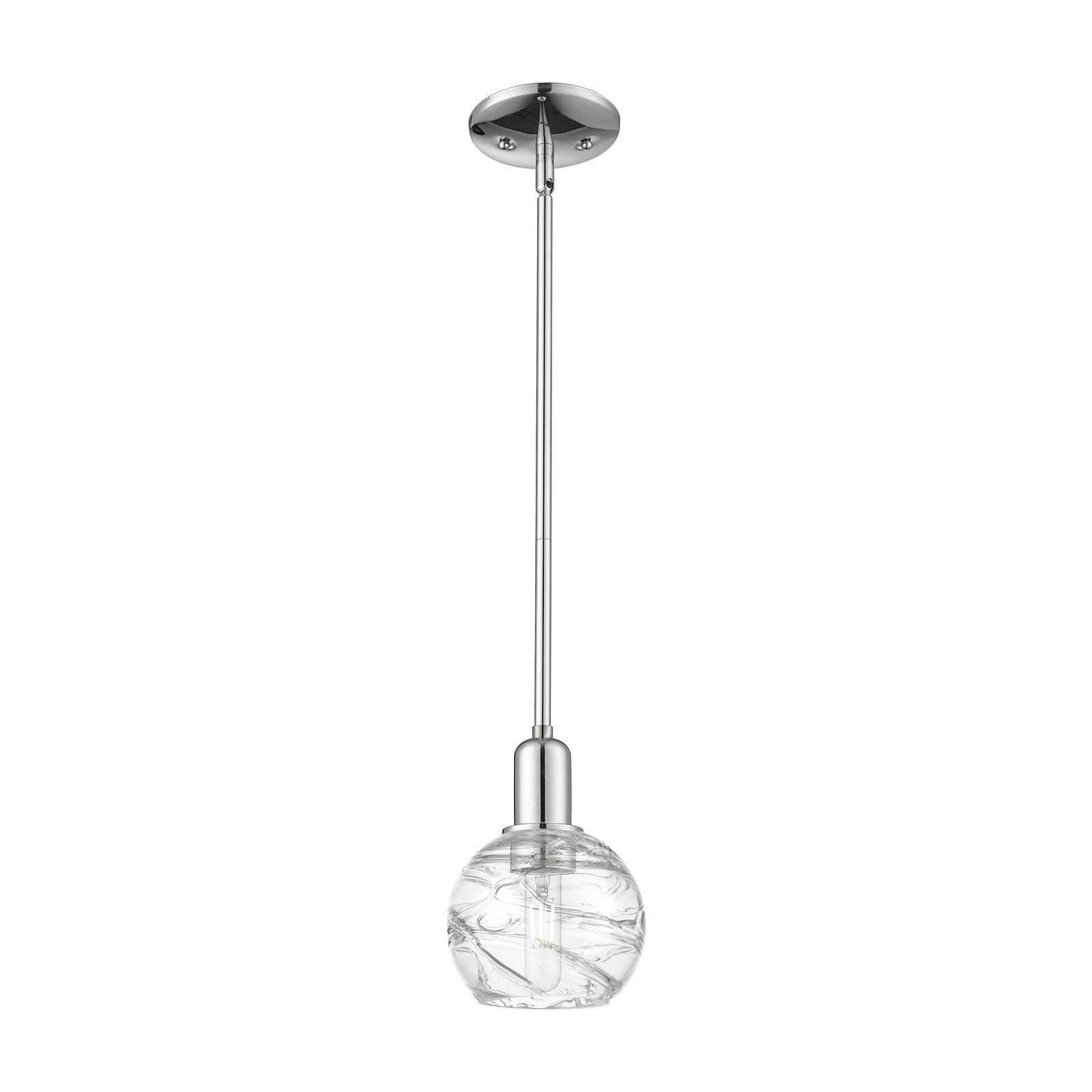 Innovations Athens Deco Swirl 6in 1-Light Mini Pendant | Industrial Modern Polished Chrome and Clear Deco Swirl Glass | Model 716-1S-PC-G1213-6CL