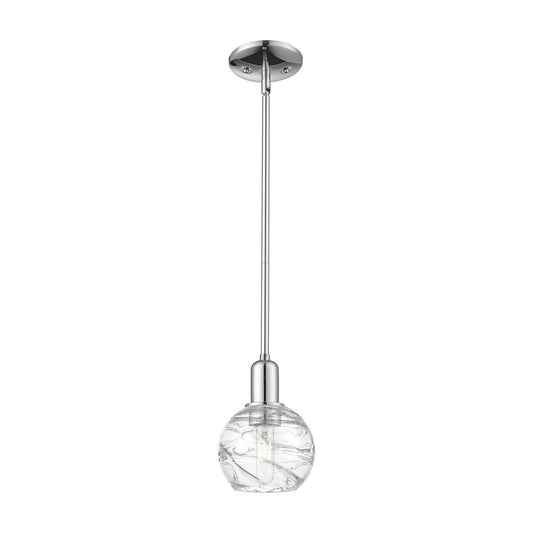 Innovations Athens Deco Swirl 6in 1-Light Mini Pendant | Industrial Modern Polished Chrome and Clear Deco Swirl Glass | Model 716-1S-PC-G1213-6CL