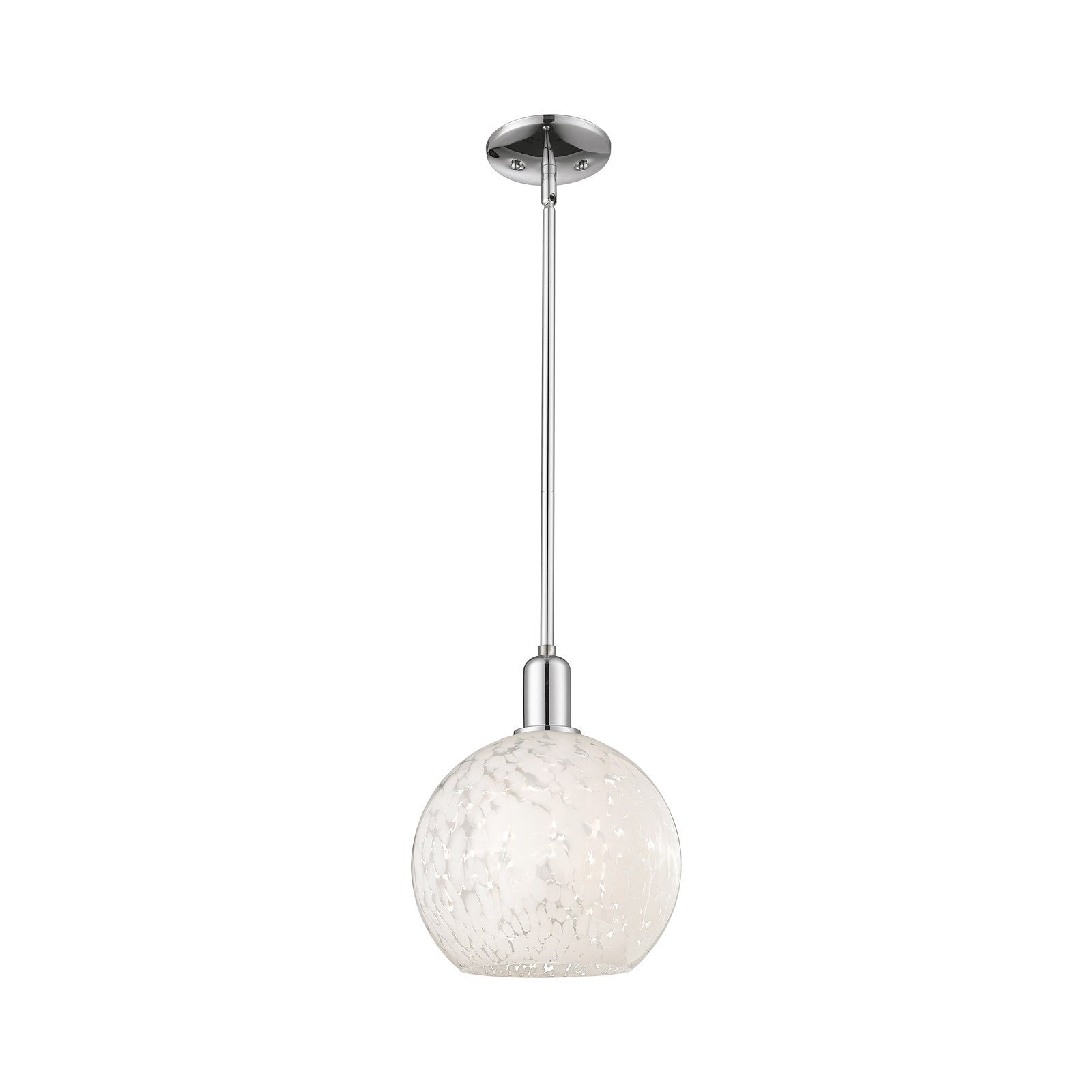 Innovations Lighting Arcadia 10in 1-Light Mini Pendant | Industrial Polished Chrome and White Mouchette Glass | Kitchen | Model 716-1S-PC-G1216-10WM