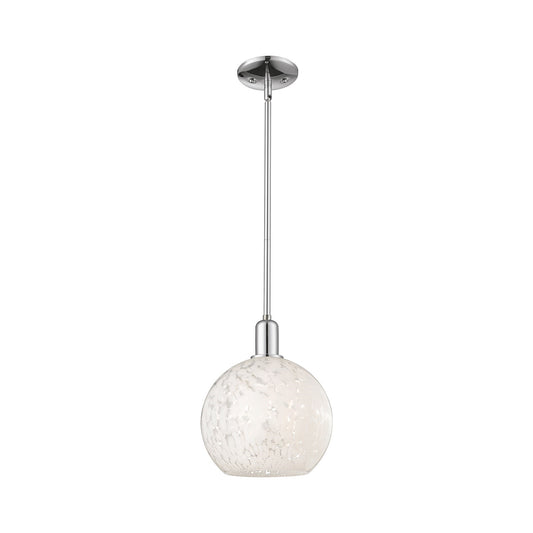 Innovations Lighting Arcadia 10in 1-Light Mini Pendant | Industrial Polished Chrome and White Mouchette Glass | Kitchen | Model 716-1S-PC-G1216-10WM