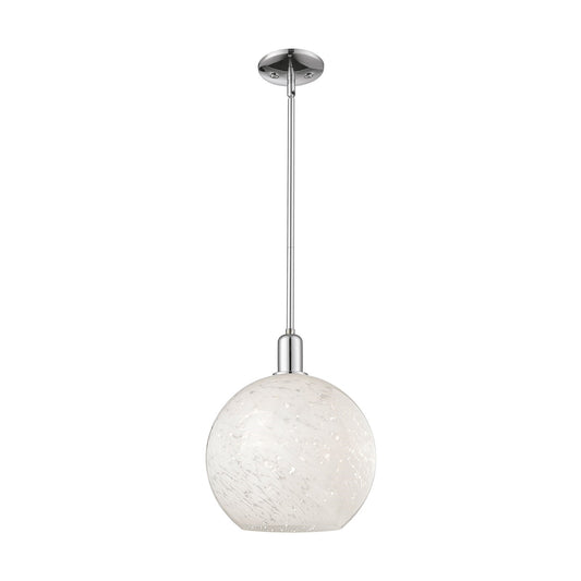 Innovations Lighting Arcadia 12in 1-Light Mini Pendant | Industrial Modern Polished Chrome and White Mouchette Glass | Model 716-1S-PC-G1216-12WM