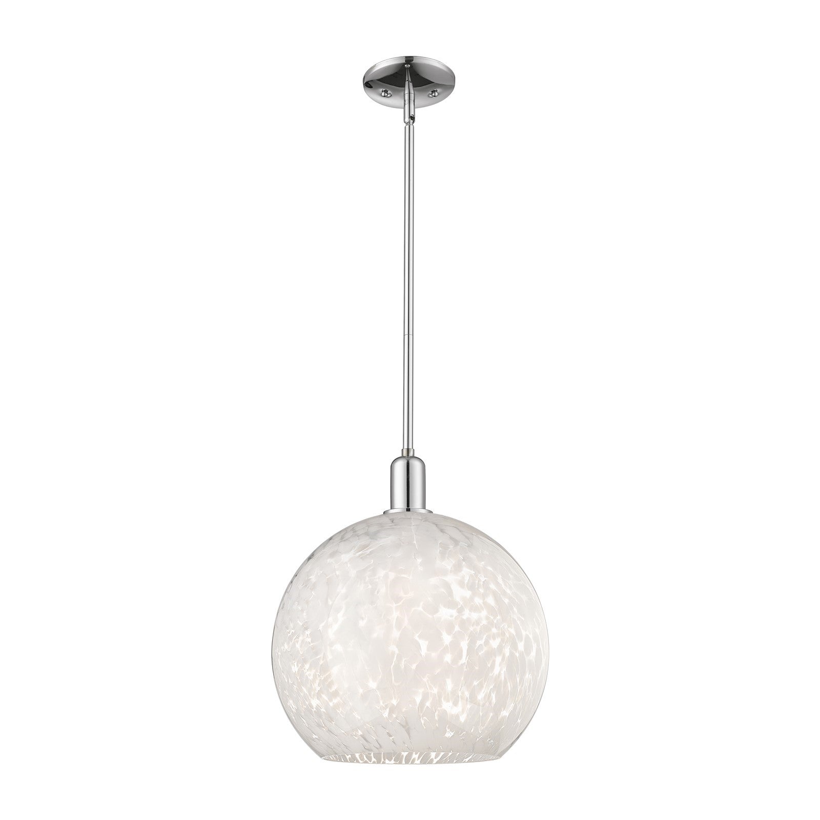 Innovations Lighting White Mouchette 14in 1-Light Mini Pendant | Industrial Polished Chrome and White Glass | Kitchen Island | Model 716-1S-PC-G1216-14WM