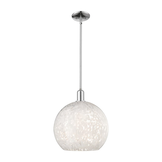 Innovations Lighting White Mouchette 14in 1-Light Mini Pendant | Industrial Polished Chrome and White Glass | Kitchen Island | Model 716-1S-PC-G1216-14WM