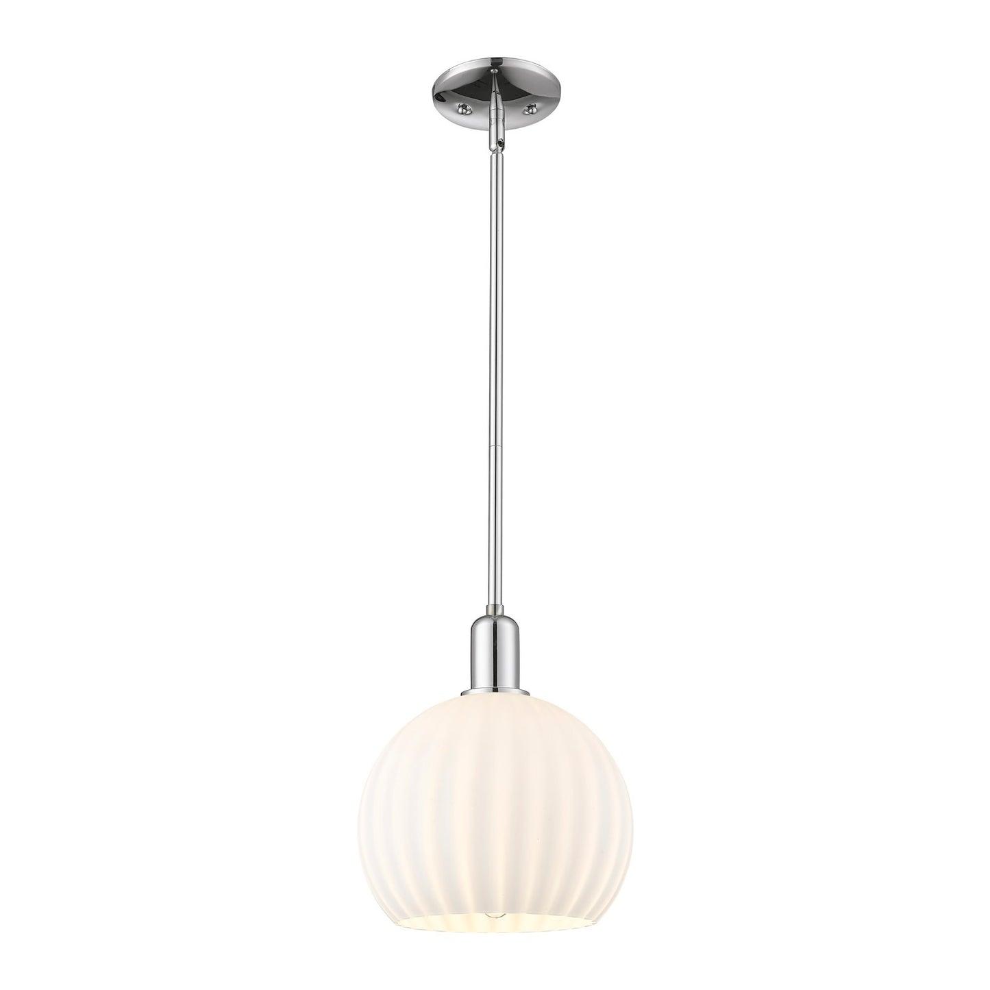 Innovations Lighting Arcadia 10in 1-Light Mini Pendant | Industrial Polished Chrome and White Venetian Glass | Kitchen Island | Model 716-1S-PC-G1217-10WV
