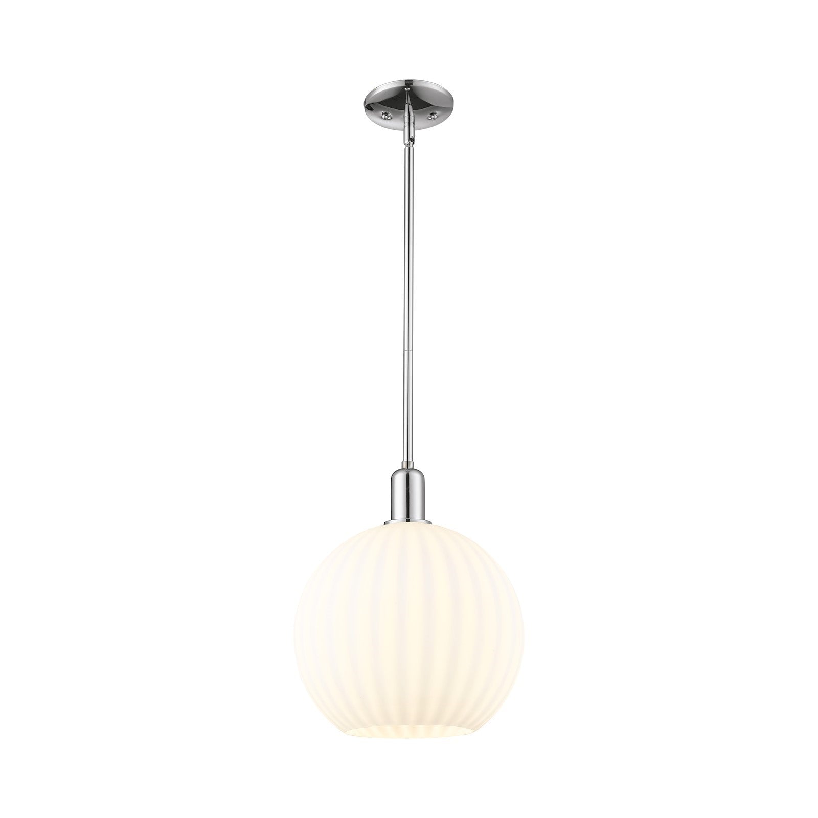 Innovations Lighting White Venetian 12in 1-Light Mini Pendant | Industrial Polished Chrome and White Venetian Glass | Kitchen | Model 716-1S-PC-G1217-12WV