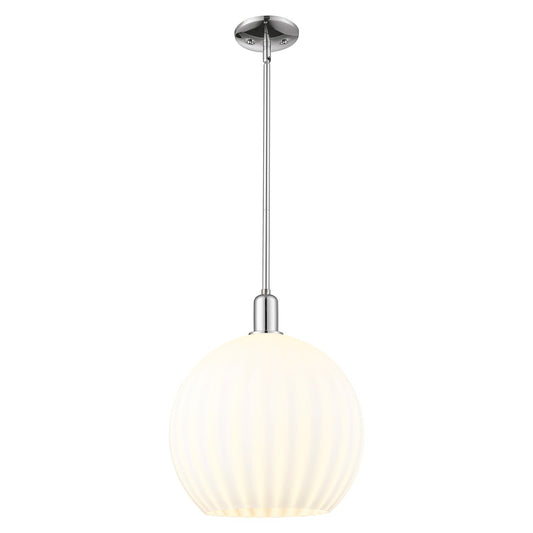Innovations Lighting White Venetian 14in 1-Light Mini Pendant | Industrial Polished Chrome and White Venetian Glass | Kitchen | Model 716-1S-PC-G1217-14WV