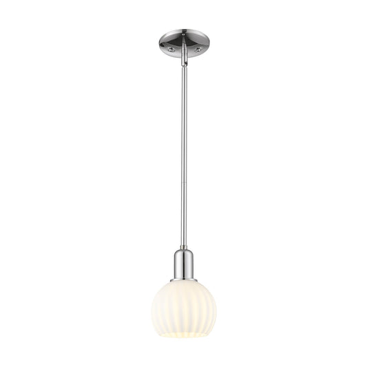 Innovations Lighting White Venetian 6in 1-Light Mini Pendant | Industrial Polished Chrome and White Venetian Glass | Kitchen | Model 716-1S-PC-G1217-6WV
