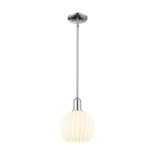 Innovations Lighting White Venetian 8in 1-Light Mini Pendant | Industrial Polished Chrome and White Venetian Glass | Kitchen | Model 716-1S-PC-G1217-8WV