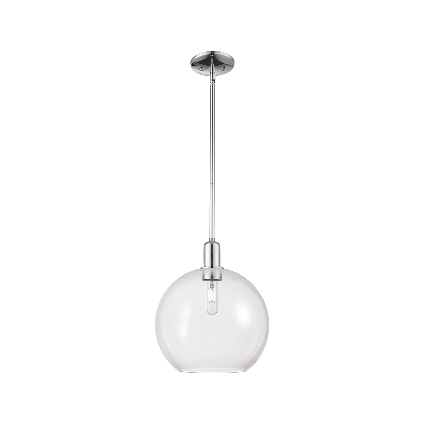 Innovations Athens 12in 1-Light Mini Pendant | Industrial Polished Chrome Steel and Clear Glass | Kitchen Island & Dining Room | Model 716-1S-PC-G122-12