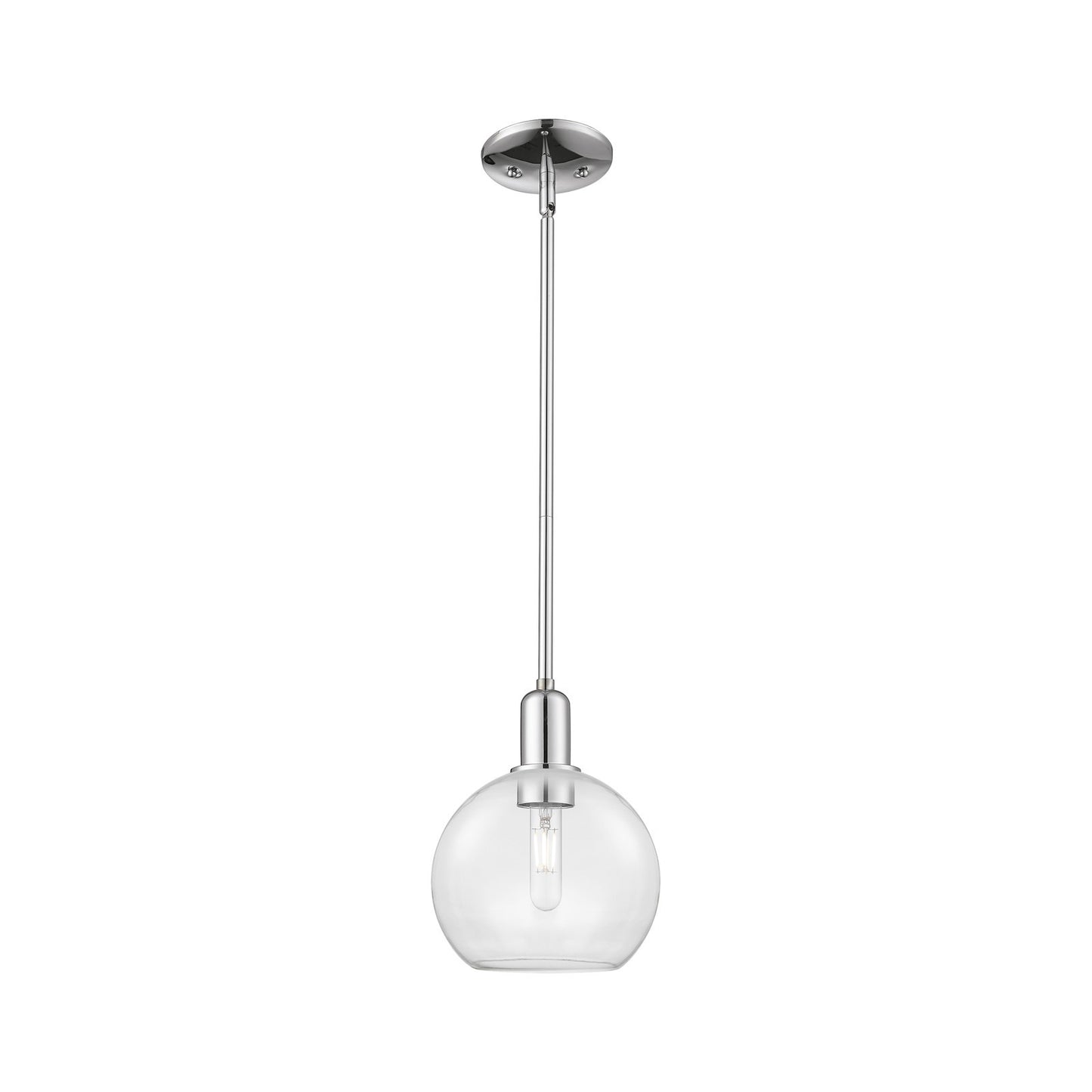 Innovations Athens 8in 1-Light Mini Pendant | Industrial Polished Chrome Steel and Clear Glass | Kitchen Island & Dining Room | Model 716-1S-PC-G122-8