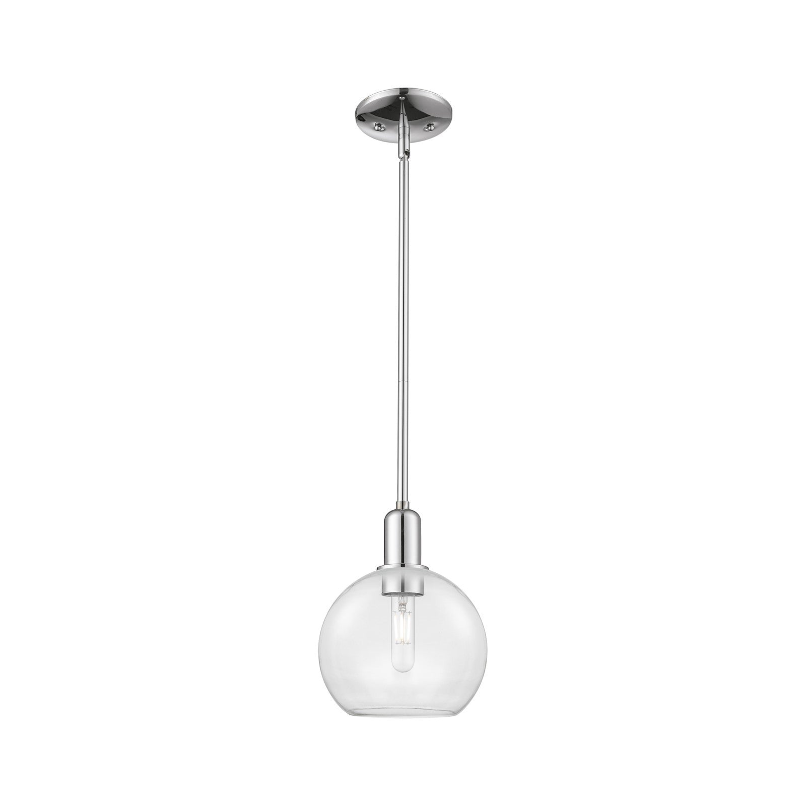 Innovations Athens 8in 1-Light Mini Pendant | Industrial Polished Chrome Steel and Clear Glass | Kitchen Island & Dining Room | Model 716-1S-PC-G122-8