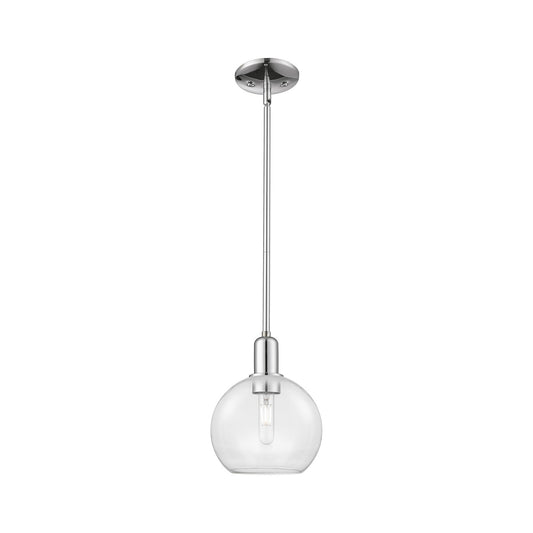 Innovations Athens 8in 1-Light Mini Pendant | Industrial Polished Chrome Steel and Clear Glass | Kitchen Island & Dining Room | Model 716-1S-PC-G122-8