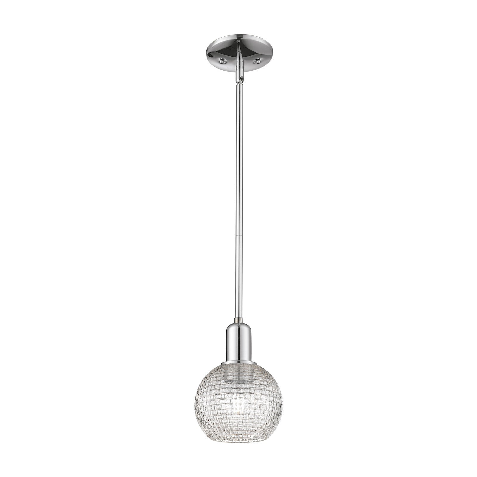 Innovations Athens 6in 1-Light Mini Pendant | Industrial Polished Chrome and Clear Basket Weave Glass | Kitchen Island & | Model 716-1S-PC-G122C-6CL