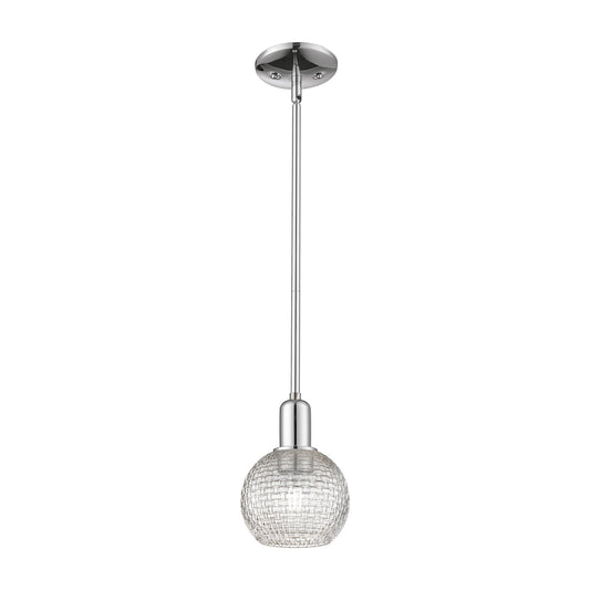 Innovations Athens 6in 1-Light Mini Pendant | Industrial Polished Chrome and Clear Basket Weave Glass | Kitchen Island & | Model 716-1S-PC-G122C-6CL