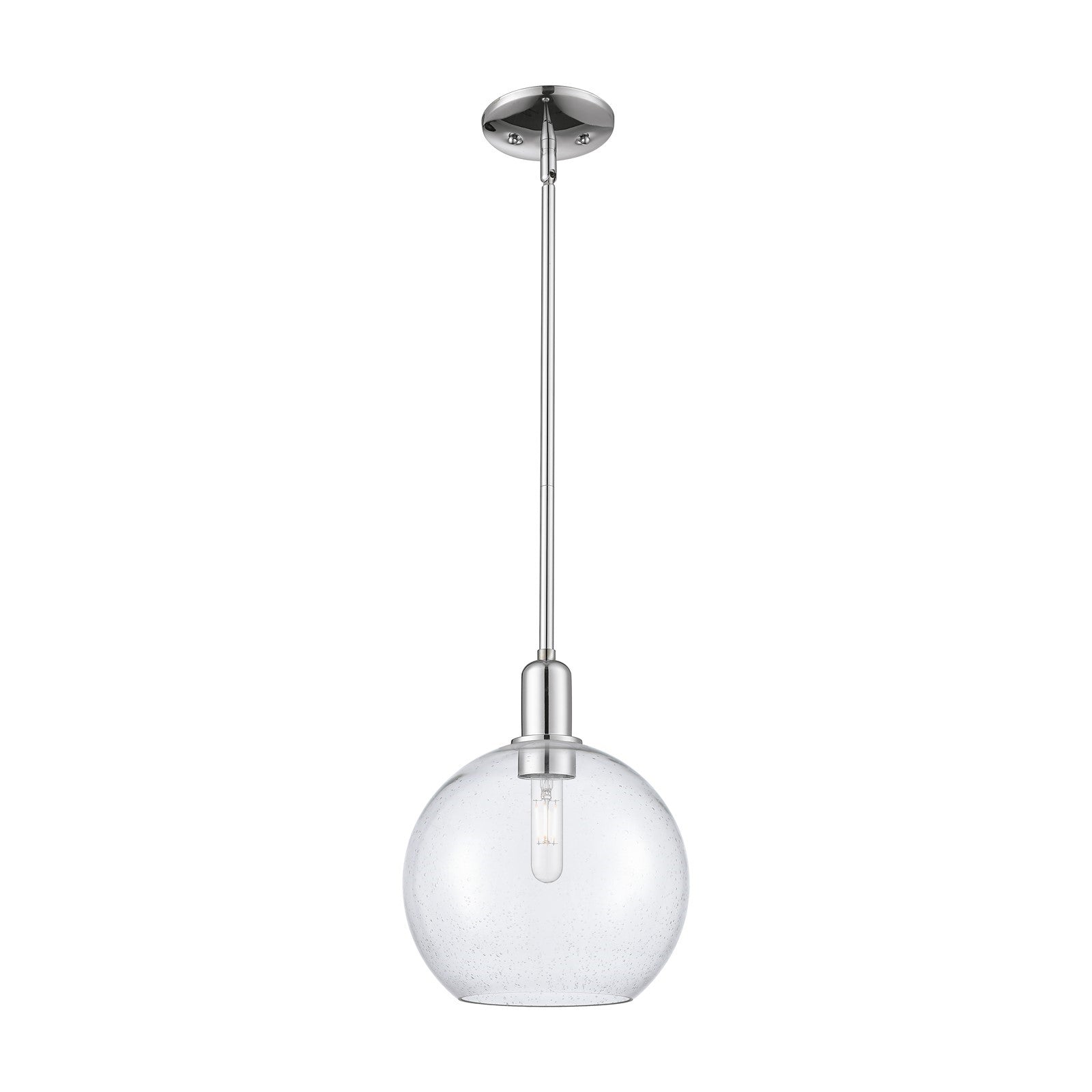 Innovations Athens 10in 1-Light Mini Pendant | Industrial Polished Chrome Steel and Seedy Glass | Kitchen Island & Dining Room | Model 716-1S-PC-G124-10