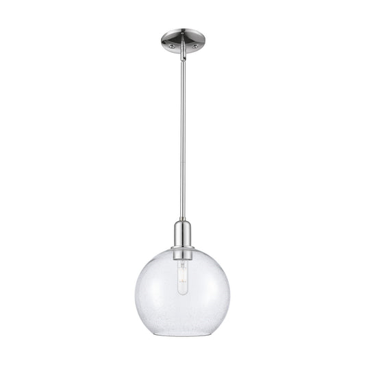 Innovations Athens 10in 1-Light Mini Pendant | Industrial Polished Chrome Steel and Seedy Glass | Kitchen Island & Dining Room | Model 716-1S-PC-G124-10