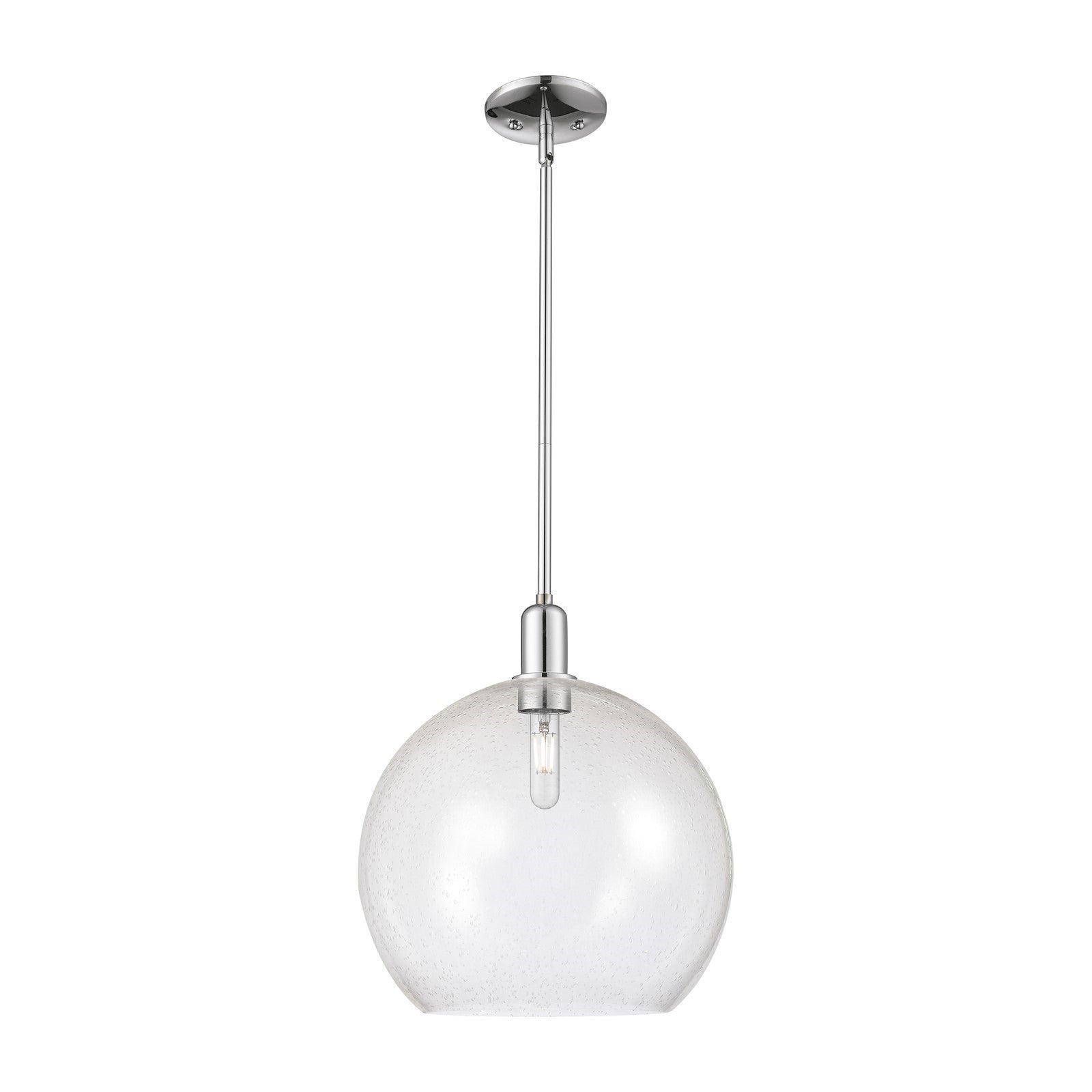 Innovations Athens 14in 1-Light Mini Pendant | Industrial Polished Chrome Steel and Seedy Glass | Kitchen Island & Dining Room | Model 716-1S-PC-G124-14