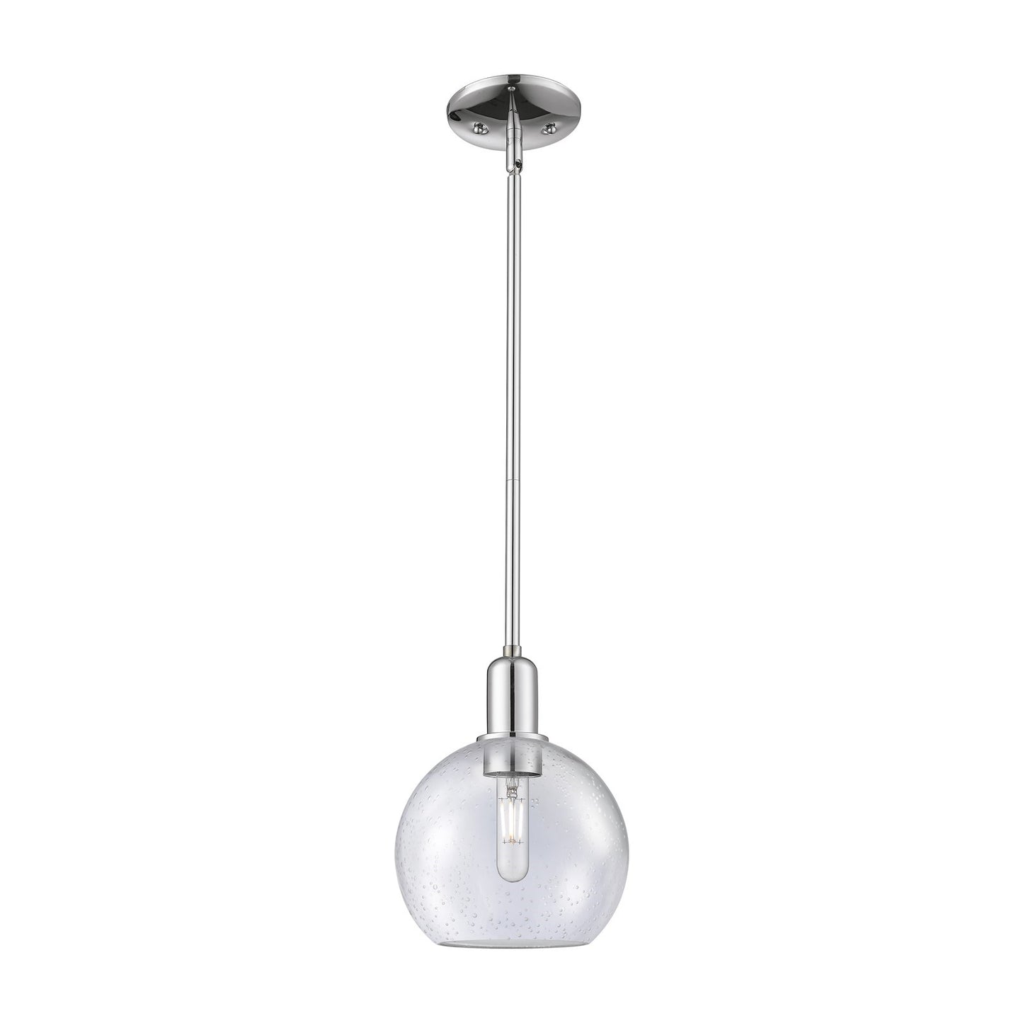 Innovations Athens 8in 1-Light Mini Pendant | Industrial Polished Chrome Steel and Seedy Glass | Kitchen Island & Dining Room | 8 | Model 716-1S-PC-G124-8