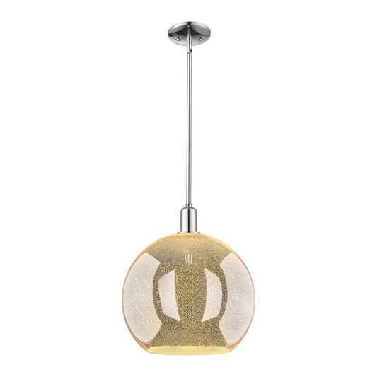 Innovations Athens 14in 1-Light Mini Pendant | Industrial Polished Chrome and Mercury Glass | Kitchen Island & Dining Room | Model 716-1S-PC-G128-14