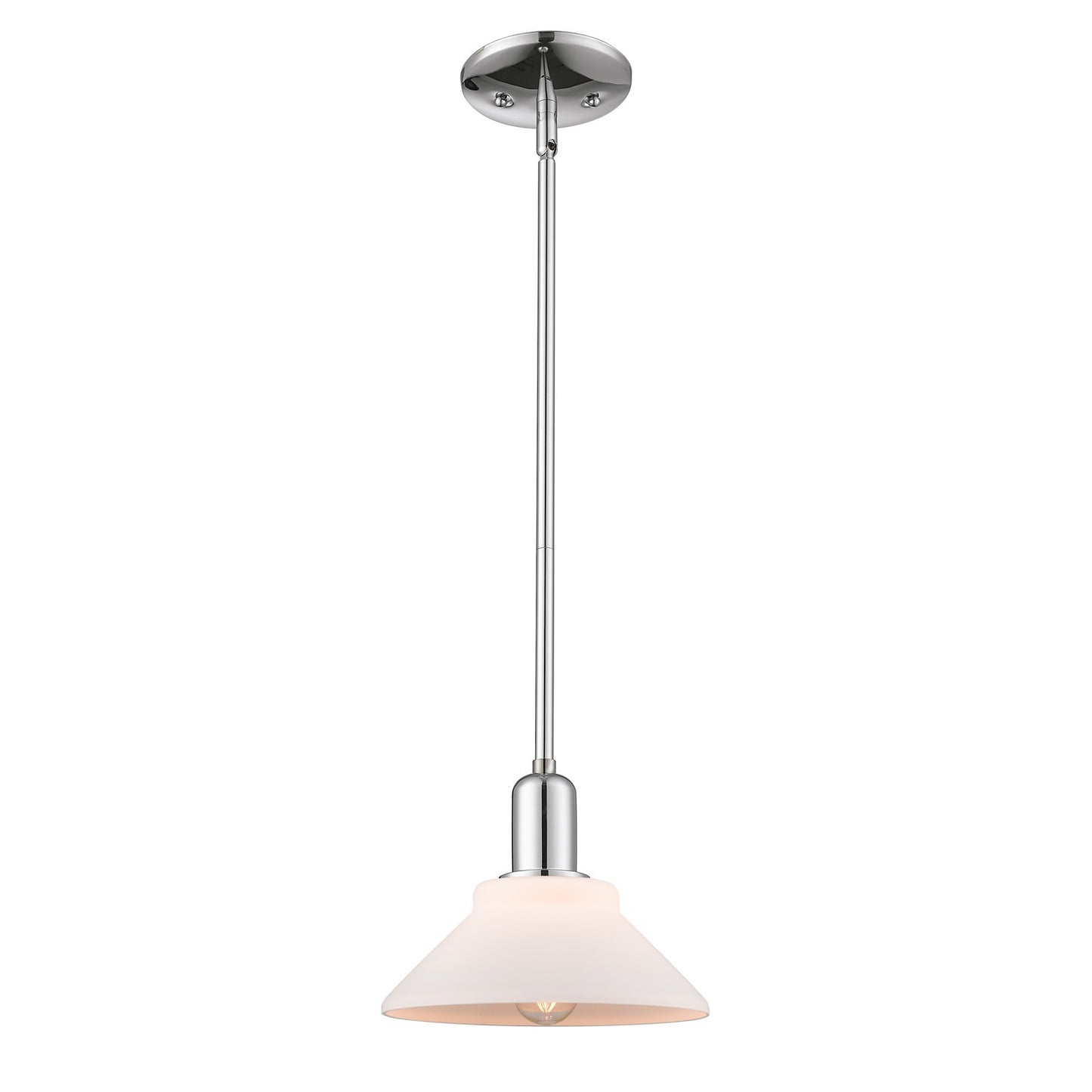 Innovations Orwell 8in 1-Light Mini Pendant | Industrial Polished Chrome Steel and Matte White Glass | Kitchen Island & Dining Room | Model 716-1S-PC-G131