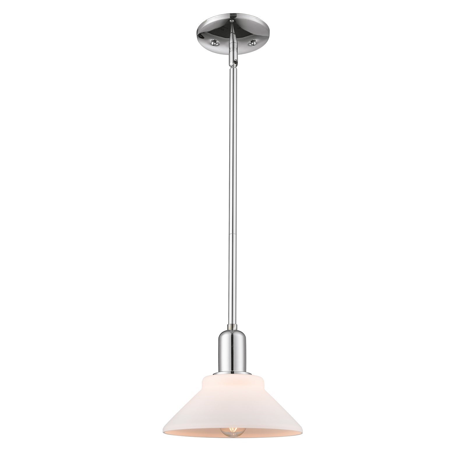 Innovations Orwell 8in 1-Light Mini Pendant | Industrial Polished Chrome Steel and Matte White Glass | Kitchen Island & Dining Room | Model 716-1S-PC-G131