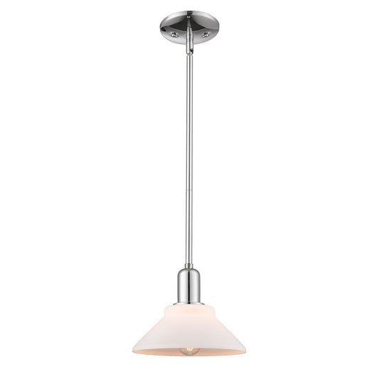 Innovations Orwell 8in 1-Light Mini Pendant | Industrial Polished Chrome Steel and Matte White Glass | Kitchen Island & Dining Room | Model 716-1S-PC-G131