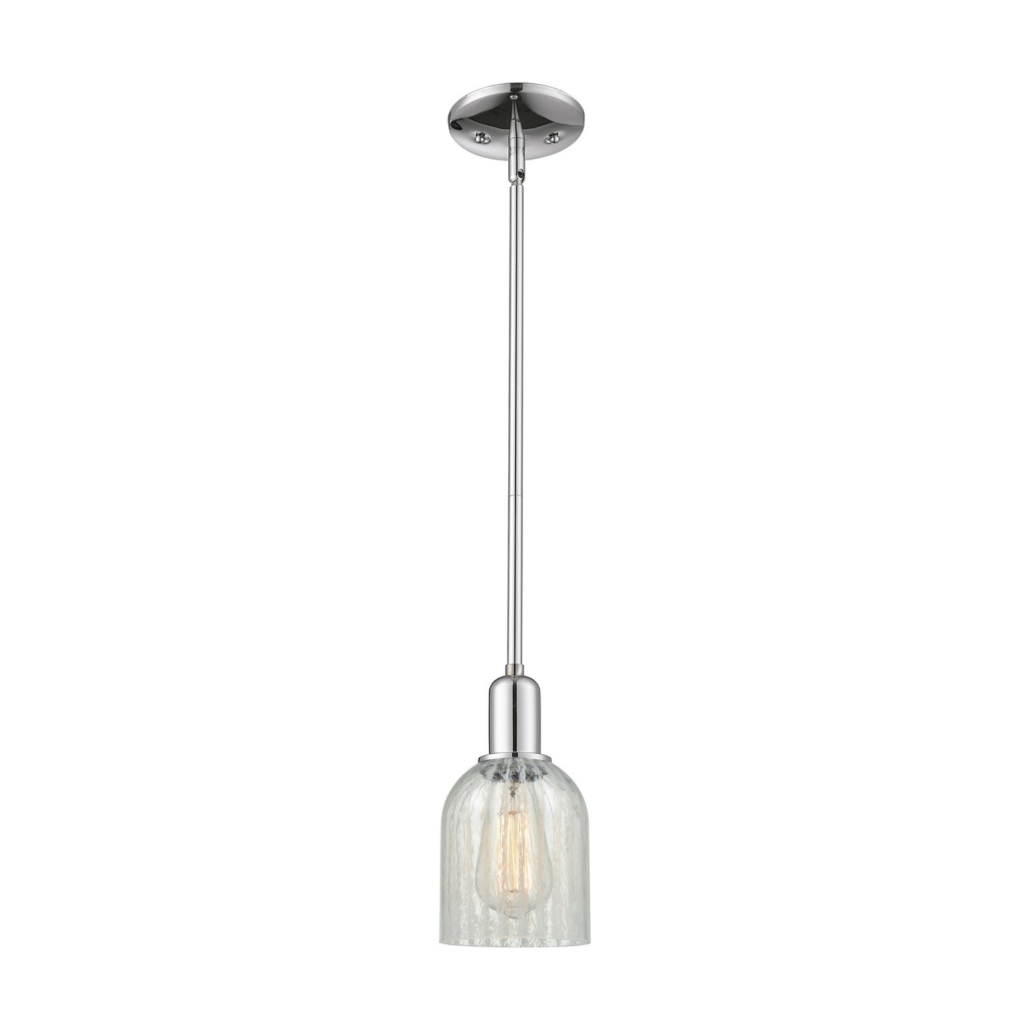 Innovations Caledonia 5in 1-Light Mini Pendant | Industrial Modern Polished Chrome and Mouchette Glass | Kitchen Island & Dining | Model 716-1S-PC-G2511