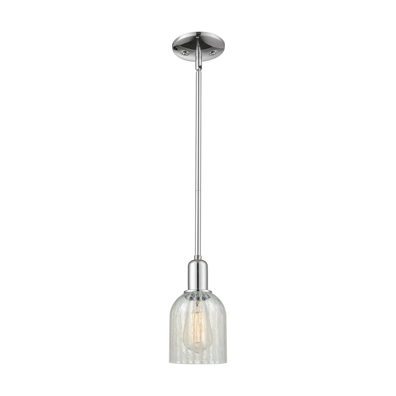 Innovations Caledonia 5in 1-Light Mini Pendant | Industrial Modern Polished Chrome and Mouchette Glass | Kitchen Island & Dining | Model 716-1S-PC-G2511