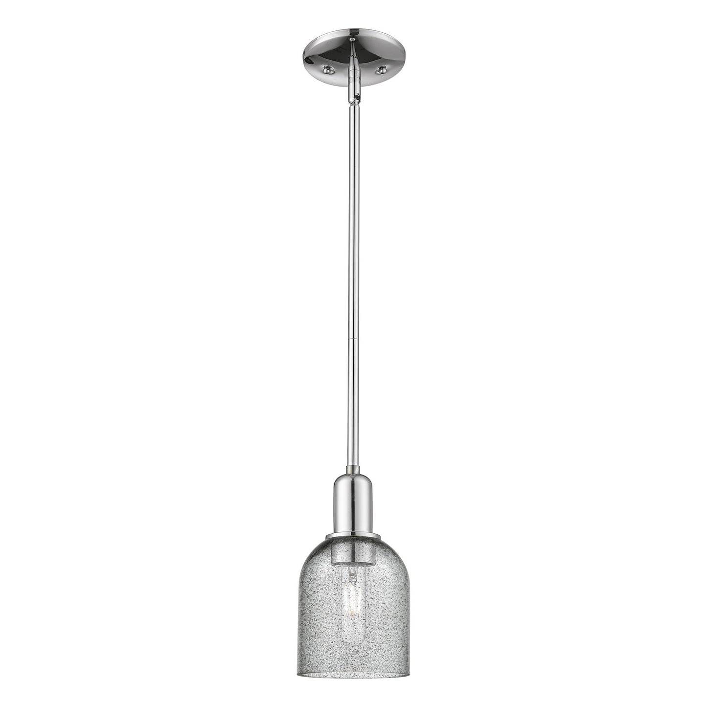 Innovations Caledonia 5in 1-Light Mini Pendant | Industrial Polished Chrome and Charcoal Glass | Kitchen Island & Dining Room | 5 x | Model 716-1S-PC-G257