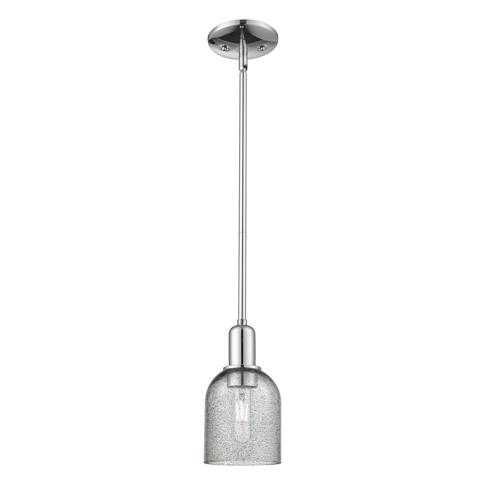 Innovations Caledonia 5in 1-Light Mini Pendant | Industrial Polished Chrome and Charcoal Glass | Kitchen Island & Dining Room | 5 x | Model 716-1S-PC-G257