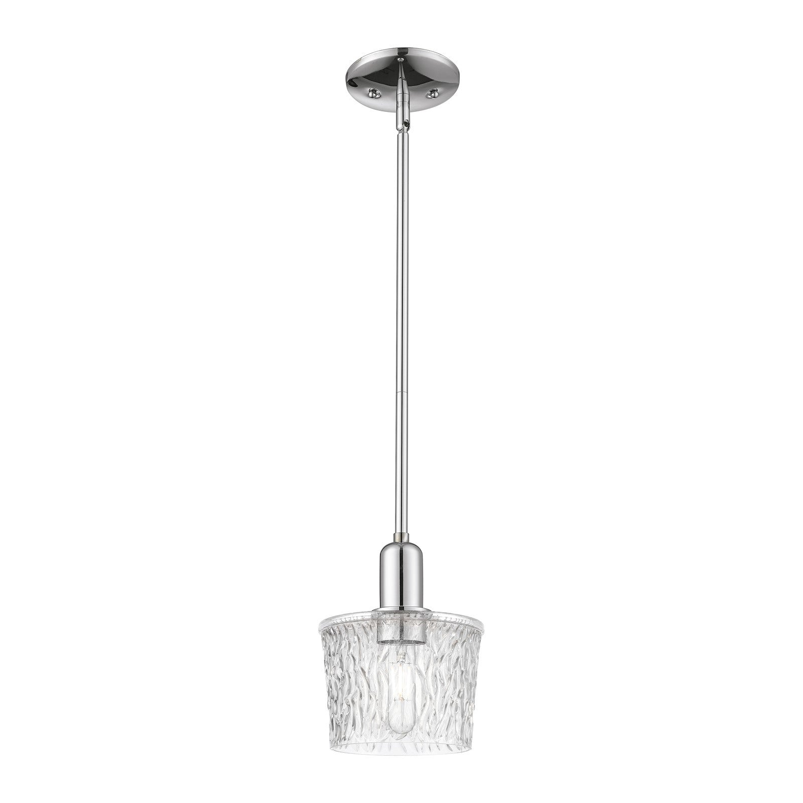 Innovations Niagara 7in 1-Light Mini Pendant | Industrial Polished Chrome Steel and Clear Textured Glass | Kitchen Island & Dining | Model 716-1S-PC-G402