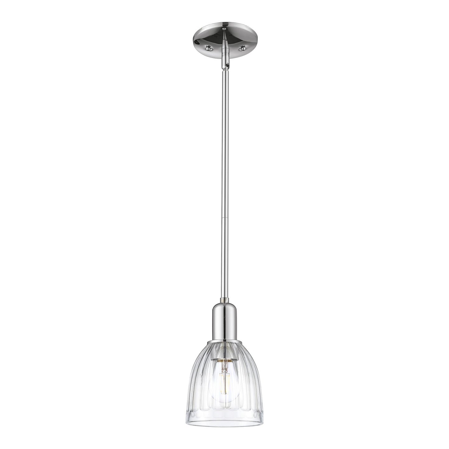 Innovations Brookfield 6in 1-Light Mini Pendant | Industrial Polished Chrome and Clear Ribbed Glass | Kitchen Island & Dining Room | Model 716-1S-PC-G442