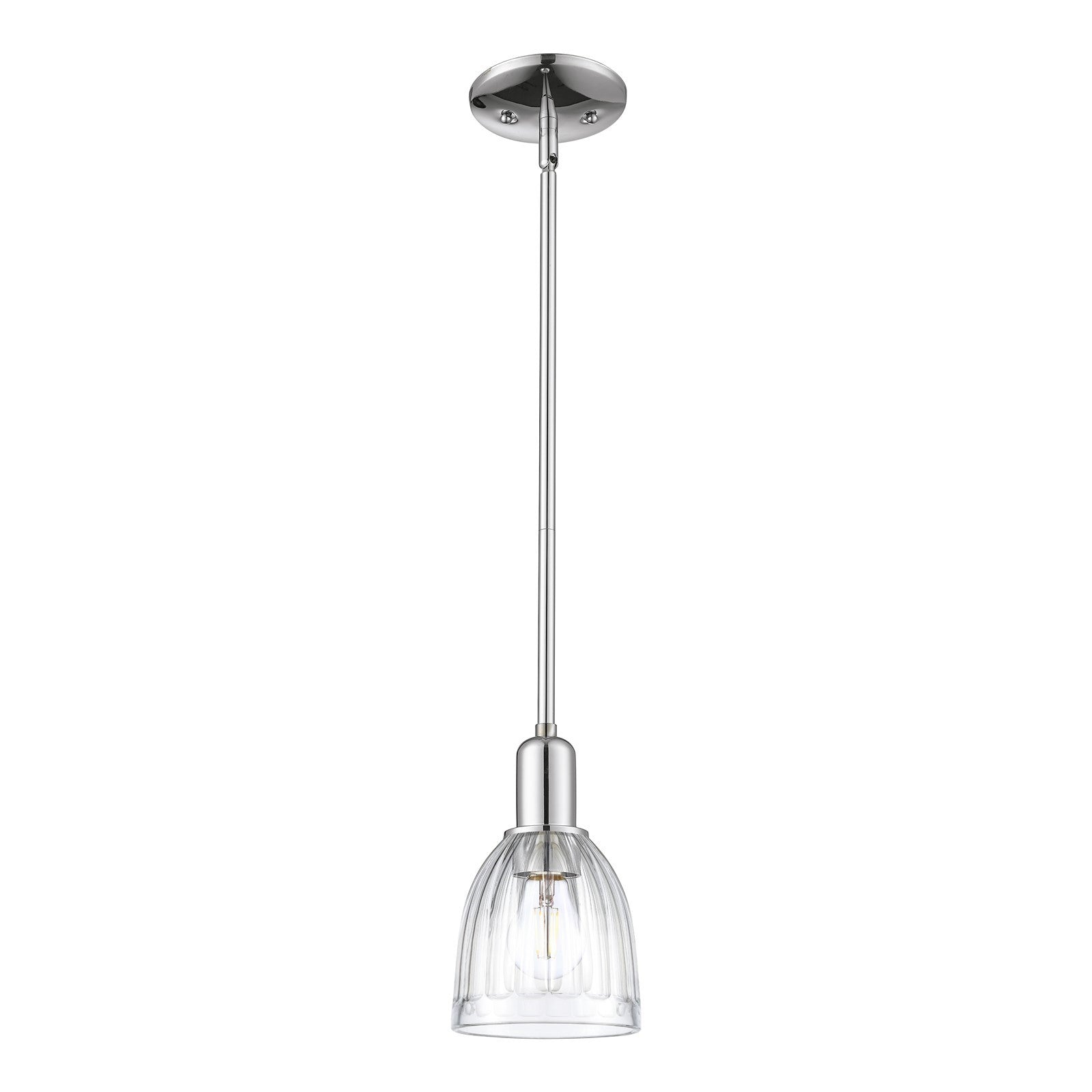 Innovations Brookfield 6in 1-Light Mini Pendant | Industrial Polished Chrome and Clear Ribbed Glass | Kitchen Island & Dining Room | Model 716-1S-PC-G442