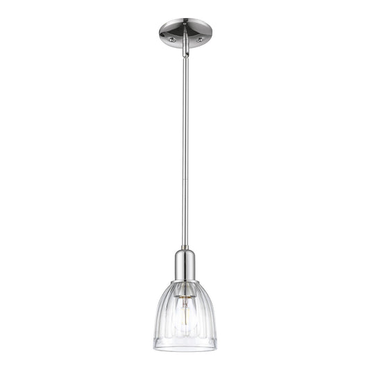 Innovations Brookfield 6in 1-Light Mini Pendant | Industrial Polished Chrome and Clear Ribbed Glass | Kitchen Island & Dining Room | Model 716-1S-PC-G442