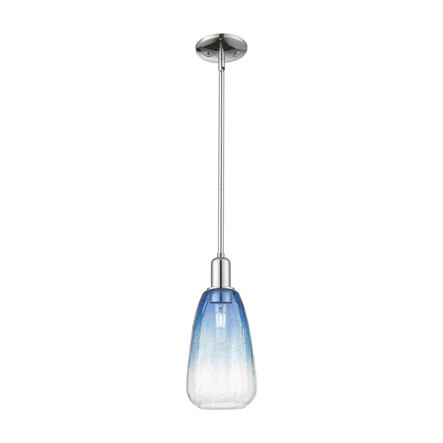 Innovations Brookhaven Almond 6in 1-Light Mini Pendant | Industrial Polished Chrome and Sapphire Blue Glass | Kitchen Island & | Model 716-1S-PC-G480-6SB