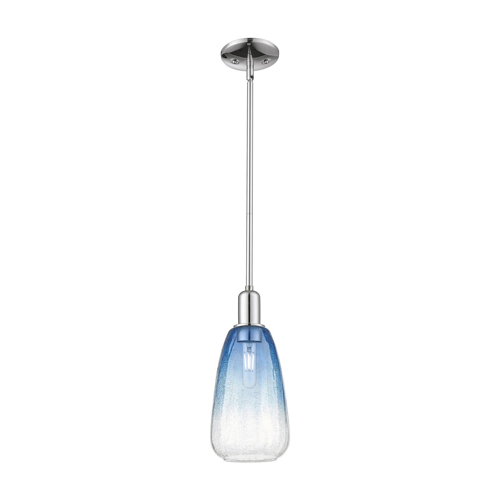 Innovations Brookhaven Almond 6in 1-Light Mini Pendant | Industrial Polished Chrome and Sapphire Blue Glass | Kitchen Island & | Model 716-1S-PC-G480-6SB