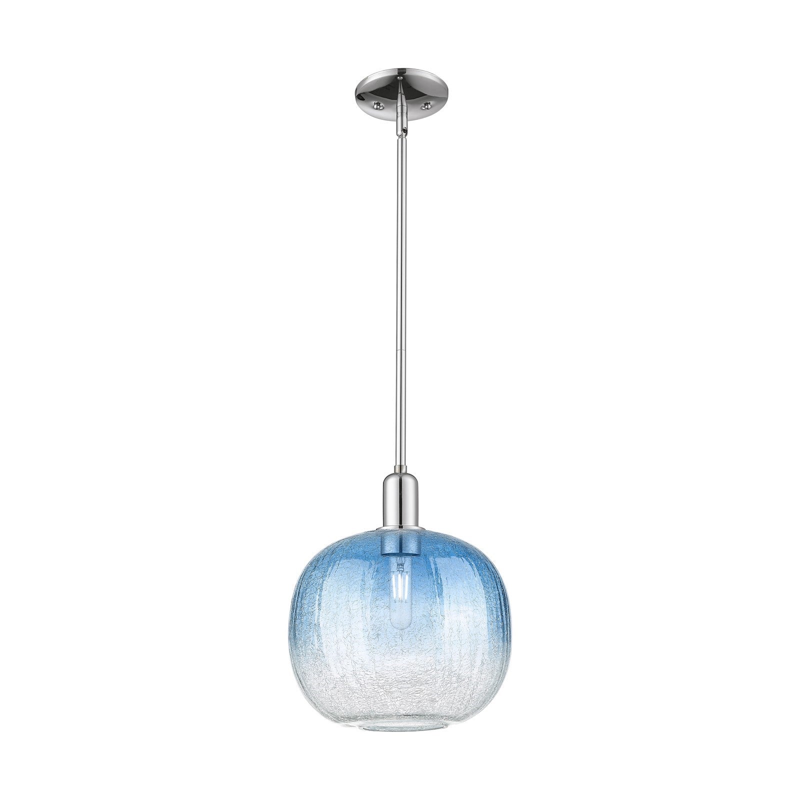 Innovations Brookhaven Sphere 10.5in 1-Light Mini Pendant | Industrial Polished Chrome and Sapphire Blue Glass | Kitchen | Model 716-1S-PC-G481-10SB