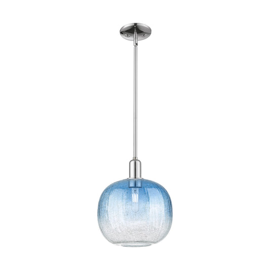 Innovations Brookhaven Sphere 10.5in 1-Light Mini Pendant | Industrial Polished Chrome and Sapphire Blue Glass | Kitchen | Model 716-1S-PC-G481-10SB