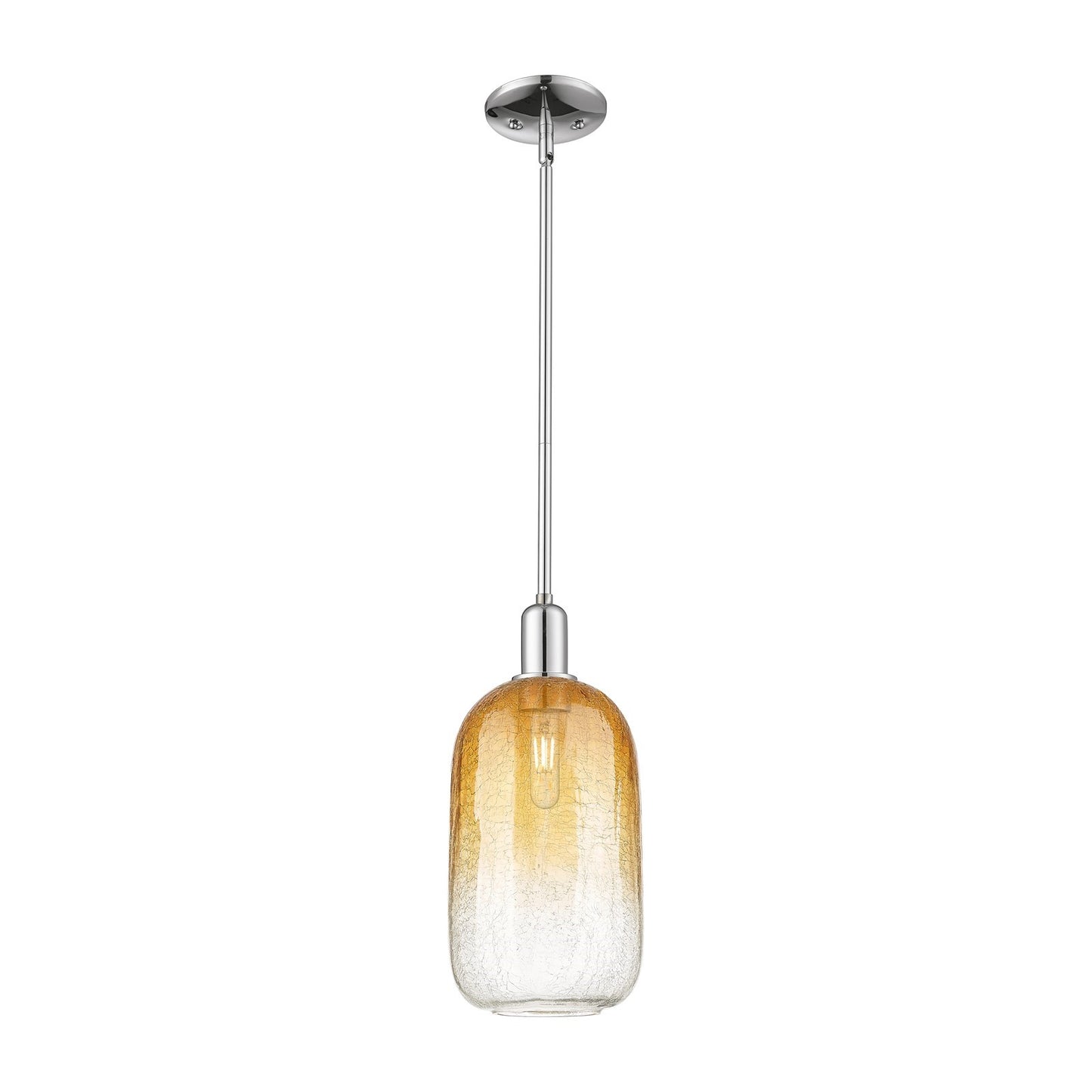 Innovations Brookhaven Cloche 7in 1-Light Mini Pendant | Industrial Polished Chrome Steel and Amber Glass | Kitchen Island & | Model 716-1S-PC-G482-7AM
