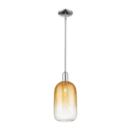 Innovations Brookhaven Cloche 7in 1-Light Mini Pendant | Industrial Polished Chrome Steel and Amber Glass | Kitchen Island & | Model 716-1S-PC-G482-7AM