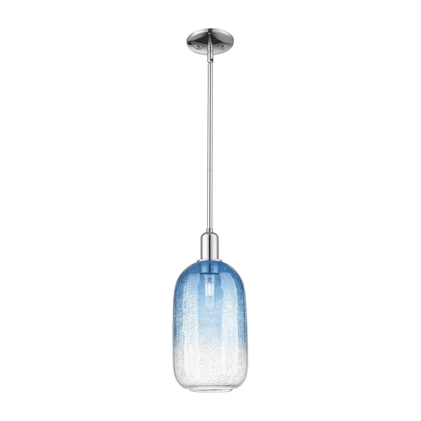 Innovations Brookhaven Cloche 7in 1-Light Mini Pendant | Industrial Polished Chrome and Sapphire Blue Glass | Kitchen Island & | Model 716-1S-PC-G482-7SB