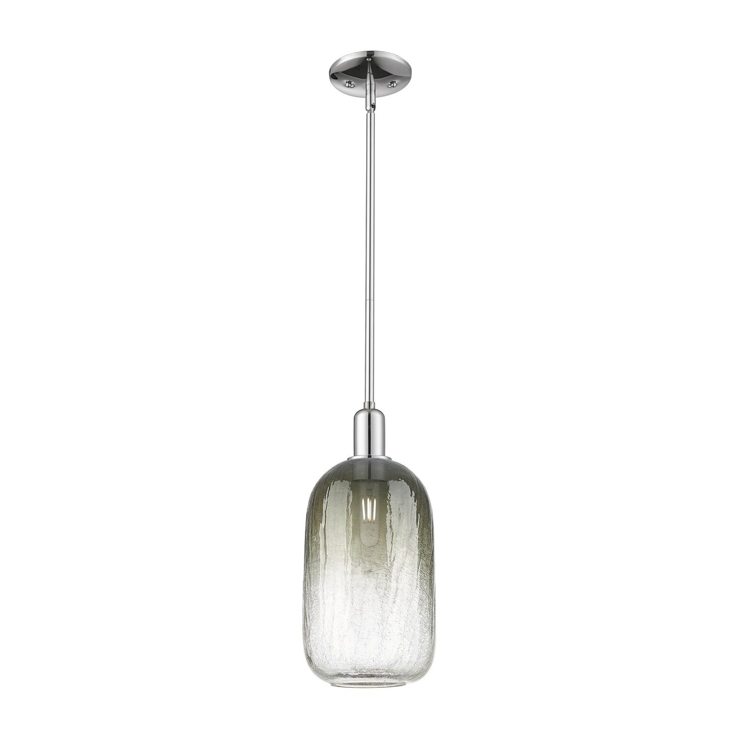 Innovations Brookhaven Cloche 7in 1-Light Mini Pendant | Industrial Polished Chrome Steel and Slate Glass | Kitchen Island & | Model 716-1S-PC-G482-7SL