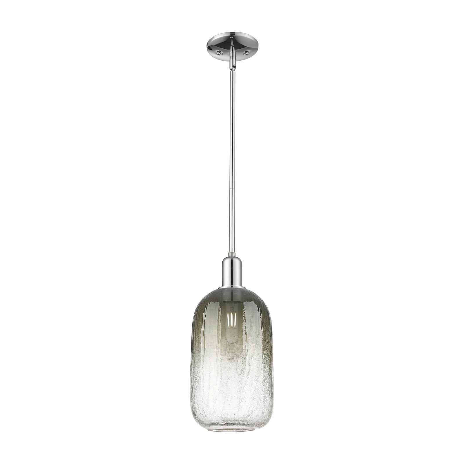 Innovations Brookhaven Cloche 7in 1-Light Mini Pendant | Industrial Polished Chrome Steel and Slate Glass | Kitchen Island & | Model 716-1S-PC-G482-7SL